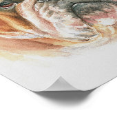 イングリッシュブルドッグ顔ウォーター絵画カラー ポスター (角)