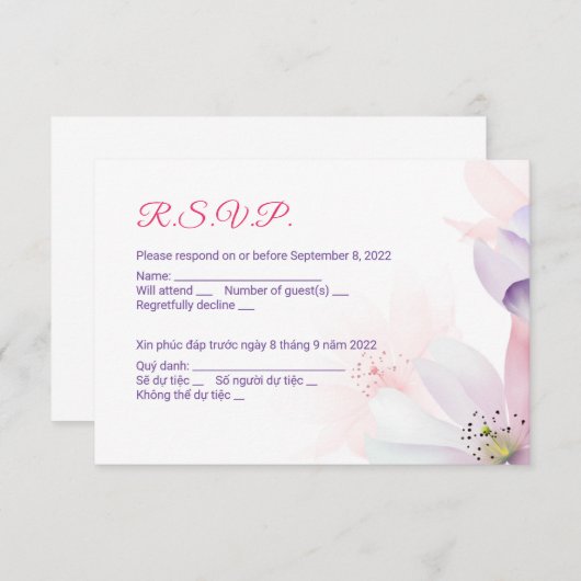 イングリッシュベトナムさくらんぼブロッサム 招待状 (正面/裏面)