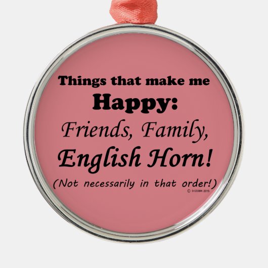 イングリッシュホルンで幸せ メタルオーナメント (正面)