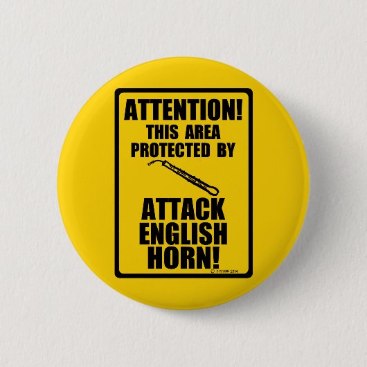 イングリッシュホーンに攻撃 缶バッジ (正面)