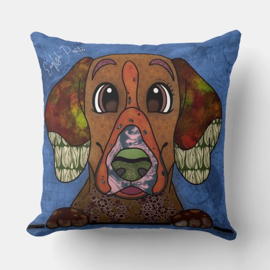 イングリッシュポインタハンド絵を描装飾用クッション クッション (正面)
