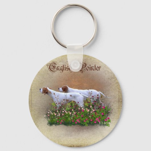 イングリッシュポインタペストリーポスタートリプチアクリルP キーホルダー (正面)