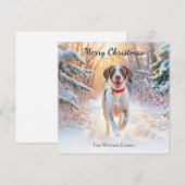 イングリッシュポインターの犬 雪の中を歩く クリスマス (正面/裏面)