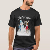 イングリッシュポインターサンタドッグクリスマス雪だるまクリスマスP Tシャツ (正面)