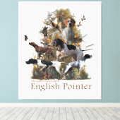 イングリッシュポインターテーペストリー キャンバスプリント (インサイチュ (ウッドフロア))
