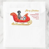 イングリッシュポインタードッグクリスマススそり 長方形シール (バッグ)