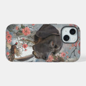 イングリッシュポインター、鳥狩り iPhone 15ケース (裏面横)