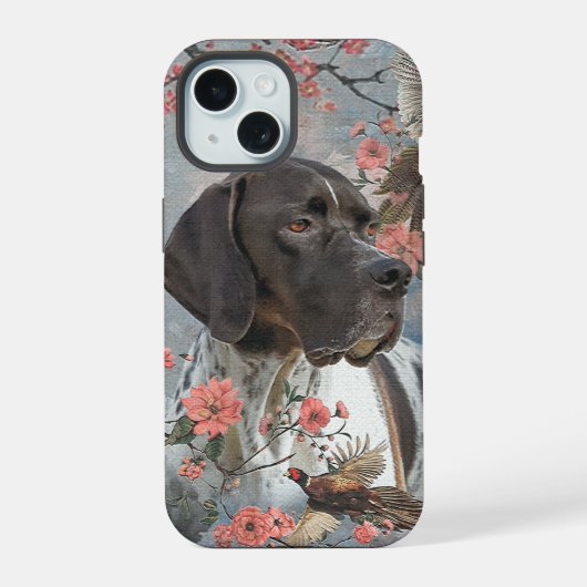 イングリッシュポインター、鳥狩り iPhone 15ケース (裏面)
