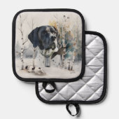 イングリッシュポインタ，ウッドコック狩りシーズン，アート 鍋敷き (正面/裏面)