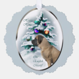イングリッシュマスティフのクリスマスギフト オーナメントカード