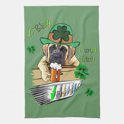 イングリッシュマスティフSt patricks キッチンタオル (縦)