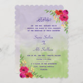 イングリッシュムスリムラベンダー&グリーンウォーターのカラーフローラ セーブザデート (正面/裏面)