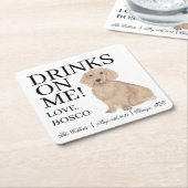 イングリッシュレッドダシュント結婚ドッグ スクエアペーパーコースター (アングル)