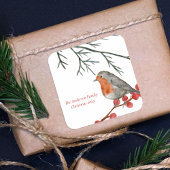 イングリッシュレッドブレストロビンバードホリデークリスマス スクエアシール
