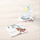 イングリッシュレッドブレストロビンバードホリデークリスマス スクエアペーパーコースター (インサイチュ)