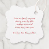 イングリッシュレッドブレストロビンバードホリデークリスマス フェイバータグ (裏面)