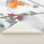 イングリッシュロビン冬の雪鳥野生動物 シェルパブランケット (3/4)