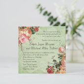 イングリッシュローズの花束 ヴィンテージとモダンが渦巻く葉 招待状 (スタンド正面)