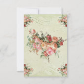 イングリッシュローズブーケ、ヴィンテージモダンnスワールリーフ 招待状 (裏面)