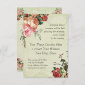 イングリッシュローズブーケ、ヴィンテージモダンnスワールリーフ 招待状 (正面/裏面)