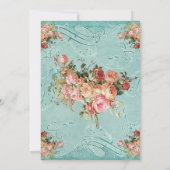 イングリッシュローズブーケ、ヴィンテージモダンnスワールリーフ 招待状 (裏面)