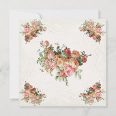 イングリッシュローズブーケ、ヴィンテージモダンnスワールリーフ 招待状 (裏面)