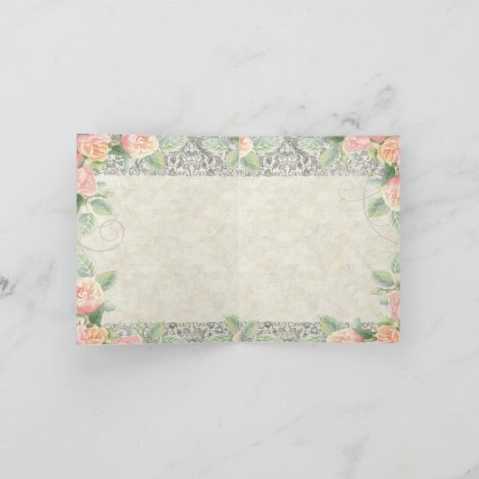 イングリッシュローズ＆シルバーの感謝を表すメモ サンキューカード (内部)