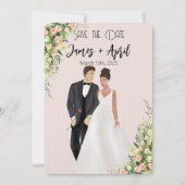 イングリッシュ図解入りの、写真付きのガー結婚デンのカップル セーブザデート (正面)