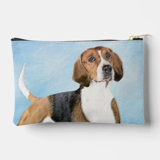 イングリッシュ絵を描フォックスハウンドのかわいいオリジナルドッグアート アクセサリーポーチ (裏面)