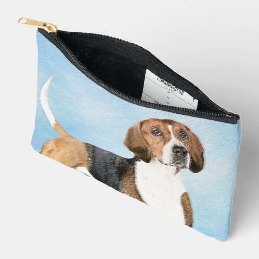 イングリッシュ絵を描フォックスハウンドのかわいいオリジナルドッグアート アクセサリーポーチ (見開き)
