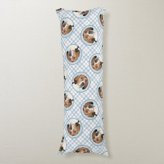 イングリッシュ絵を描フォックスハウンドのかわいいオリジナルドッグアート ボディピロー (正面縦)