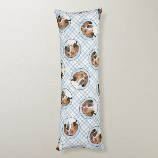 イングリッシュ絵を描フォックスハウンドのかわいいオリジナルドッグアート ボディピロー (裏面 (縦))