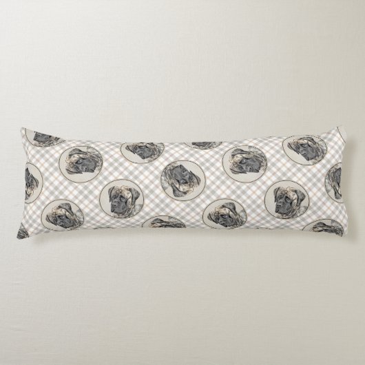 イングリッシュ絵を描マスティフのオリジナルドッグアート ボディピロー (正面)