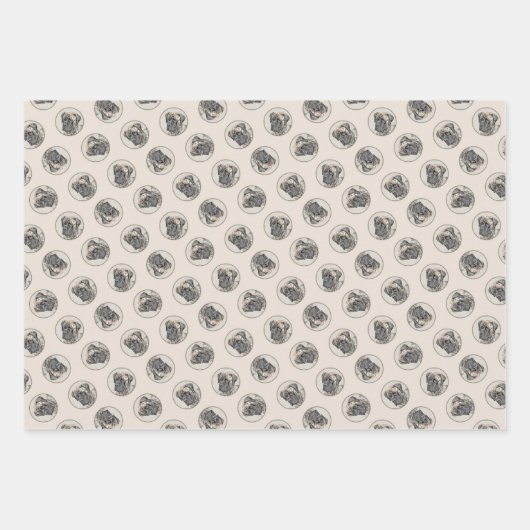 イングリッシュ絵を描マスティフのオリジナルドッグアート ラッピングペーパーシート (正面)