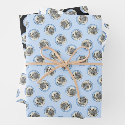 イングリッシュ絵を描マスティフの子犬のオリジナルペットドッグアート ラッピングペーパーシート (インサイチュ)