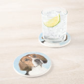 イングリッシュ絵画フォックスハウンド – Cuteオリジナルドッグアート コースター (側面)