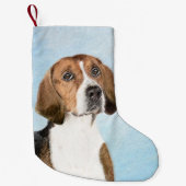 イングリッシュ絵画フォックスハウンド – Cuteオリジナルドッグアート スモールクリスマスストッキング (正面)