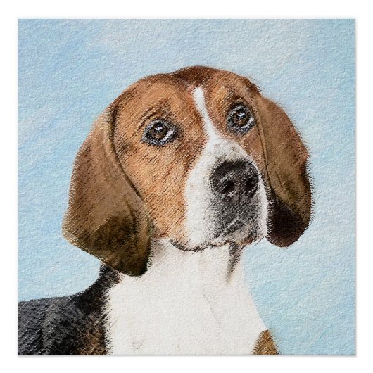 イングリッシュ絵画フォックスハウンド – Cuteオリジナルドッグアート ポスター (正面)