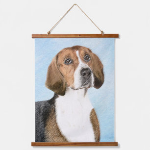 イングリッシュ絵画フォックスハウンド – Cuteオリジナルドッグアート 吊り下げ型タペストリー