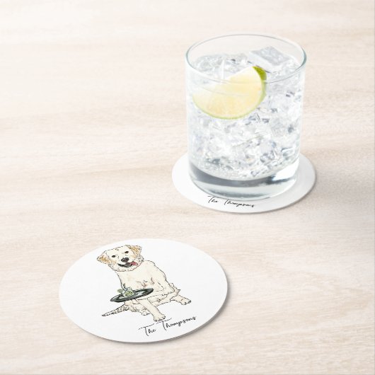 イングリッシュ・クリーム・ゴールデン・レトリーバー 結婚式 ラウンドペーパーコースター (インサイチュ)