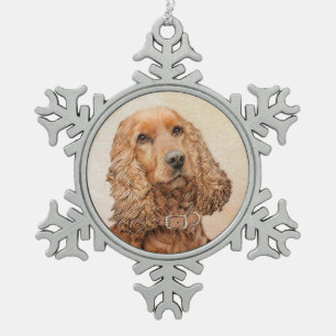 イングリッシュ・コッカー・絵画スパニエル犬ズ・オリジナル・ドッグ・ スノーフレークピューターオーナメント