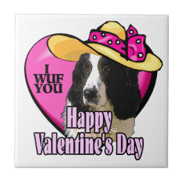 イングリッシュ スプリンガー スパニエル バレンタインデー タイル