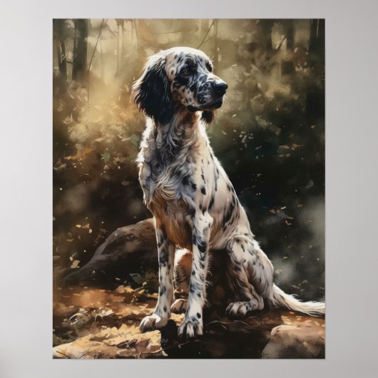 イングリッシュ・セッターの犬の絵画 ポスター (正面)