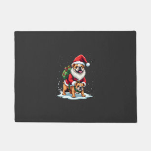 イングリッシュ・ブルドッグに乗ったノーム クリスマス 少年TシャツG ドアマット