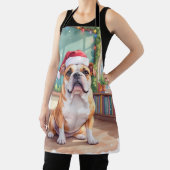 イングリッシュ・ブルドッグの先生のクリスマス・ハット エプロン (インサイチュ)