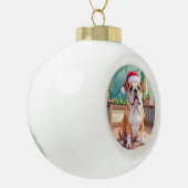 イングリッシュ・ブルドッグの先生のクリスマス・ハット セラミックボールオーナメント (左)