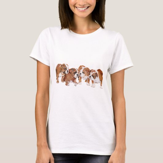 イングリッシュ・ブルドッグの子犬 Tシャツ (正面)