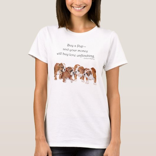 イングリッシュ・ブルドッグの子犬 Tシャツ (正面)