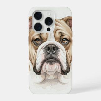 イングリッシュ・ブルドッグの水彩画肖像画 iPhone 15 PROケース