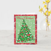 イングリッシュ・ブルドッグ メリークリスマス ツリー w/ スター カード (黄色い花)